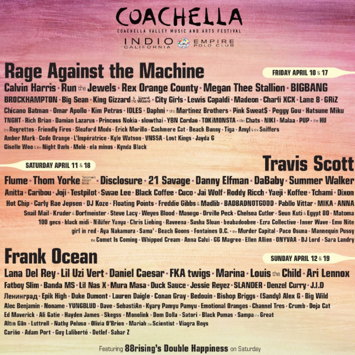 Coachella, travis scott, frank ocean, rage against the machine, 360 MAGAZINE
