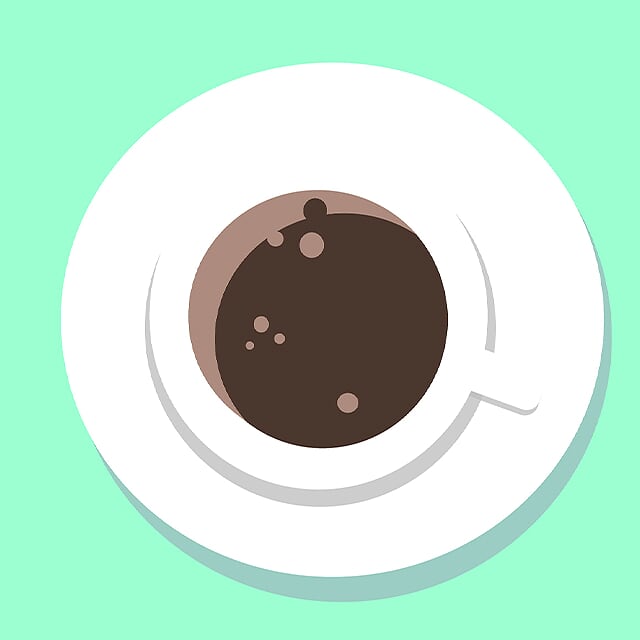 coffee, mug, plate, cocoa, green, white, brown, 360 Magazine, illustration