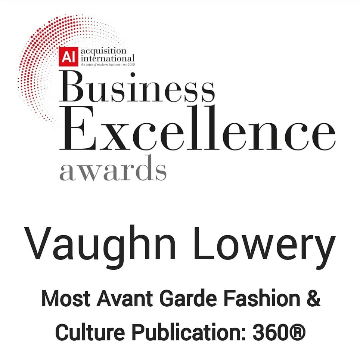 360 Magazine, AI Business Excellence awards, Vaughn Lowery