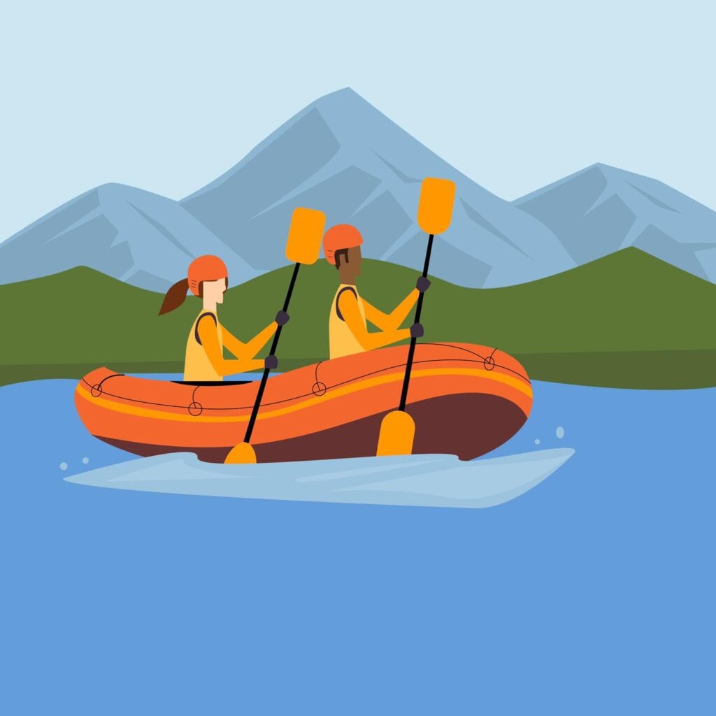 Ivory Rowen, illustrations, 360 MAGAZINE, adventure, outdoor activities, rafting