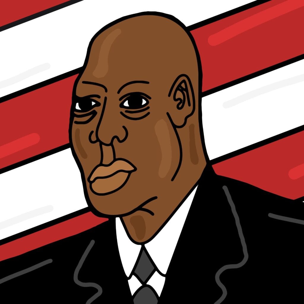 John Lewis illustration done by Mina Tocalini of 360 MAGAZINE.