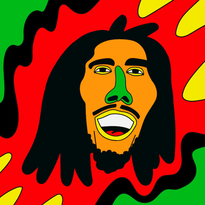 Bob Marley illustrated by Mina Tocalini for 360 MAGAZINE.