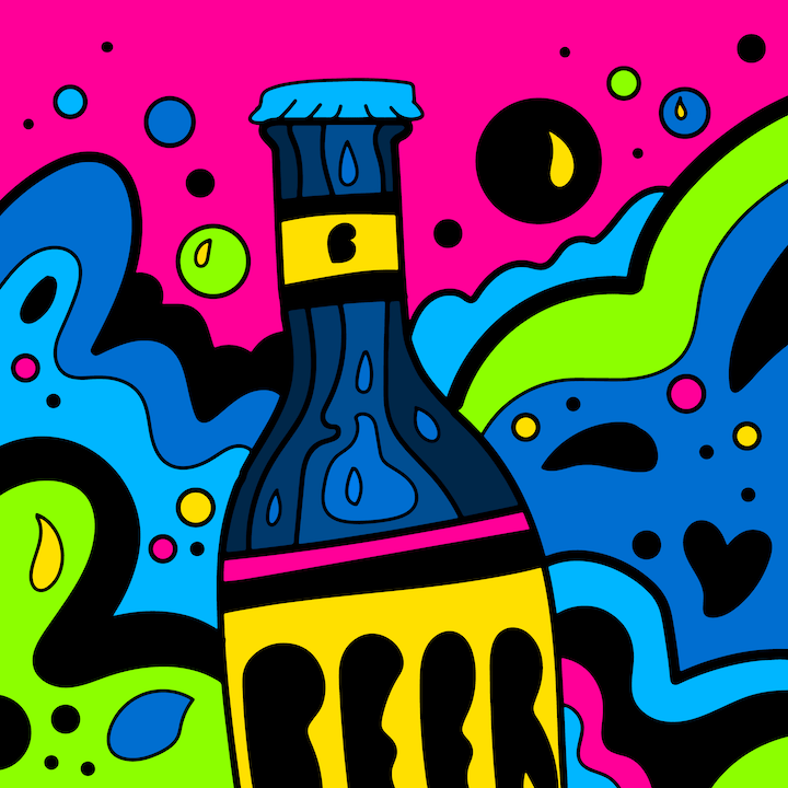 Bottled Beer illustration done by Mina Tocalini of 360 MAGAZINE.