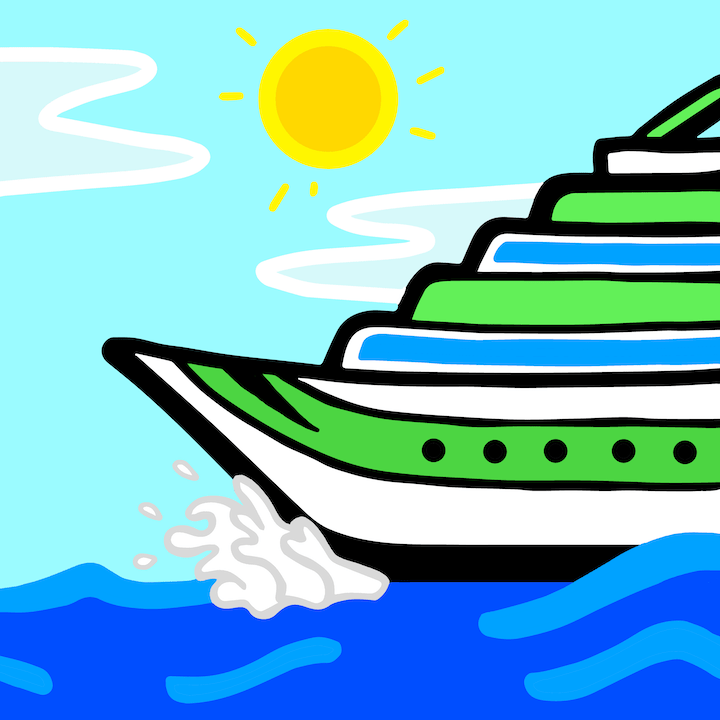 Cruise illustration done by Mina Tocalini of 360 MAGAZINE.