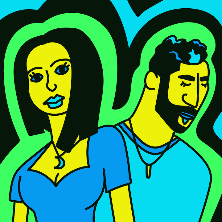 Jasmine Thompson and Zedd illustrated by Mina Tocalini for 360 MAGAZINE.