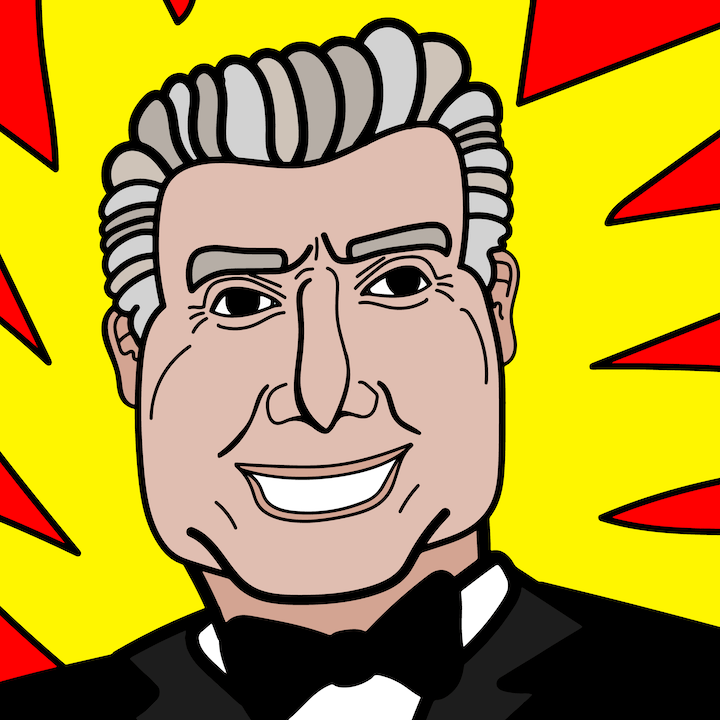 Regis Philbin illustration done by Mina Tocalini of 360 MAGAZINE.