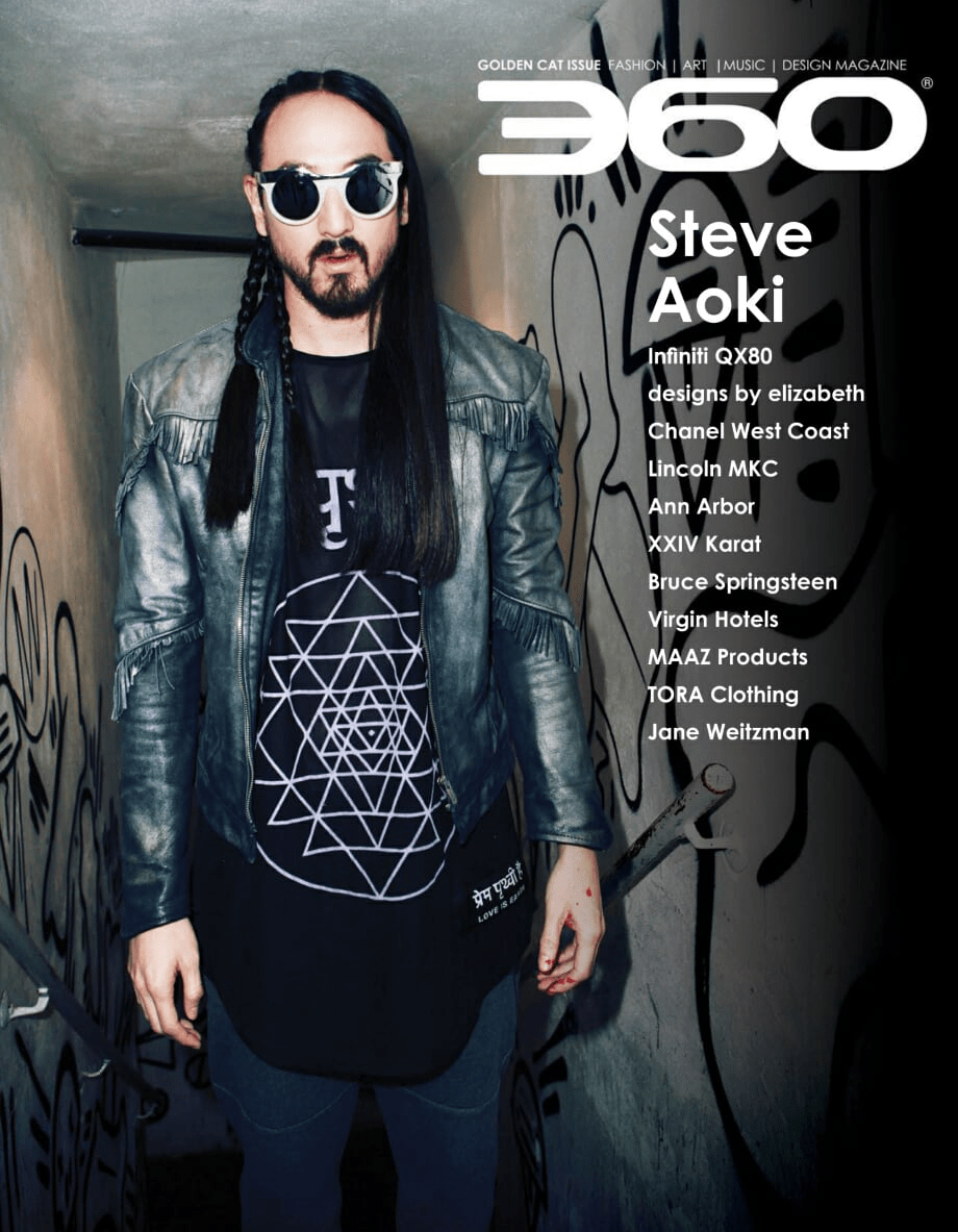 Steve Aoki Back Cover Issue of 360 Magazine