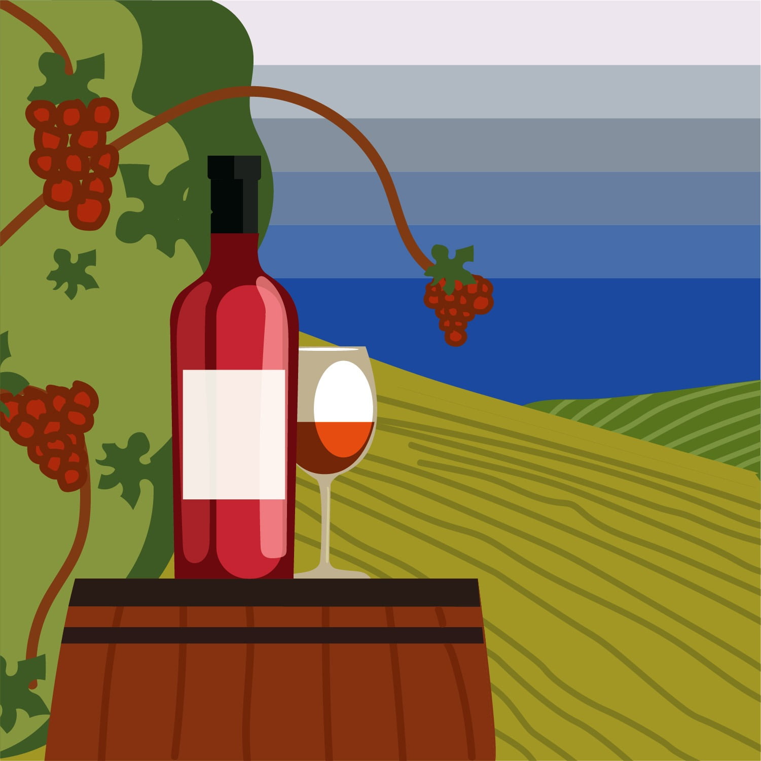 Rita Azar illustrates a story about wine vineyards in Isreal for 360 MAGAZINE.