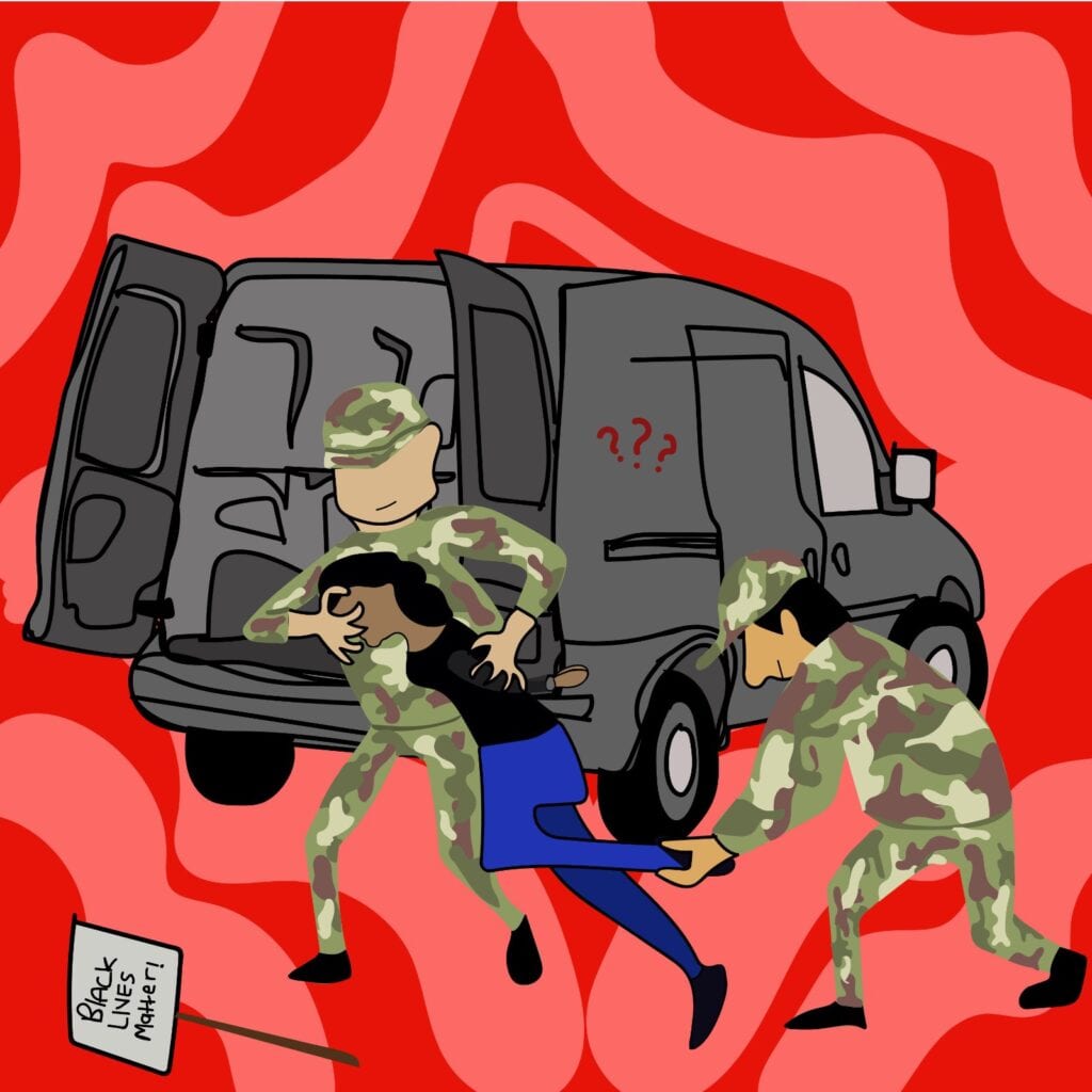 Rita Azar illustrates US Federal officer story in 360 MAGAZINE.