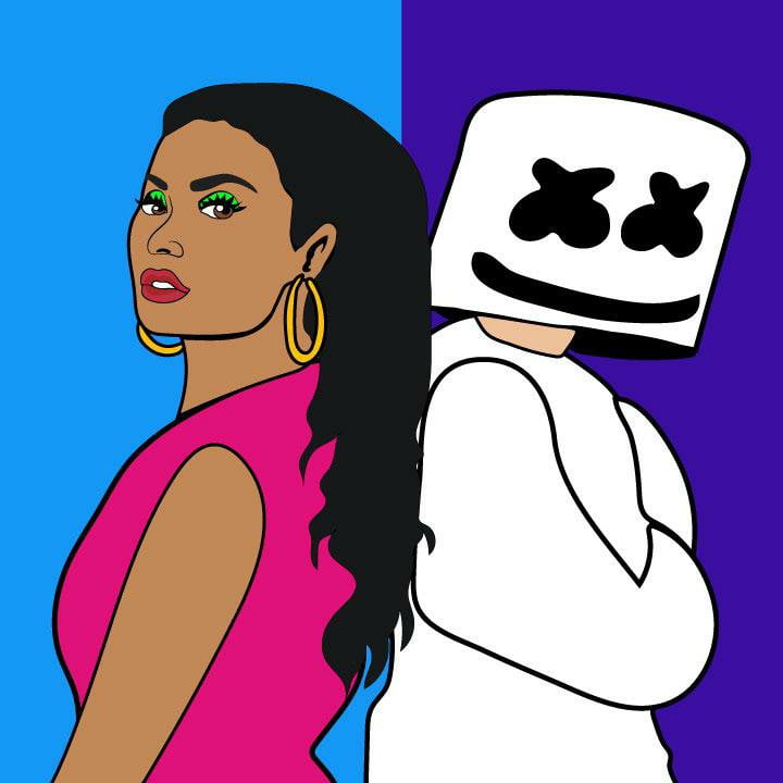Kaelen Felix illustrates Demi Lovato and Marshmello for 360 MAGAZINE
