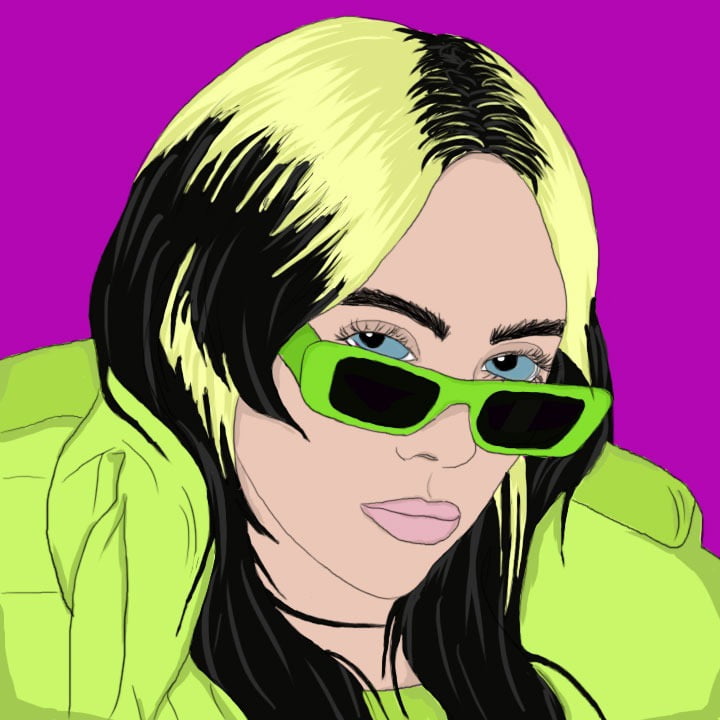 Billie Eilish illustration by Maria Soloman for 360 MAGAZINE.