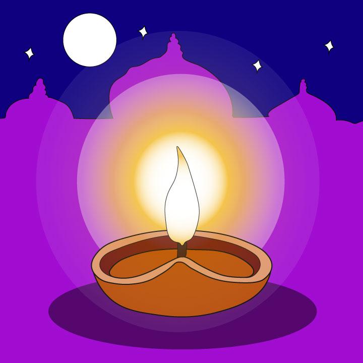 Diwali light illustrated by Kaelen Felix for 360 Magazine