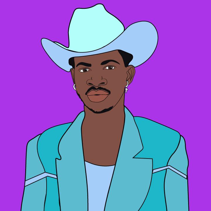 Lil Nas X illustration by Kaelen Felix for use by 360 magazine