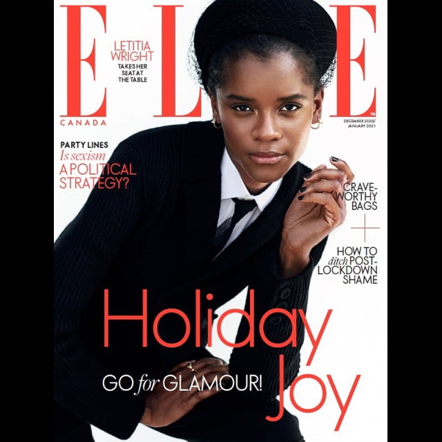 Letita Wright for ELLE Canada's winter issue as announced by 360 MAGAZINE.