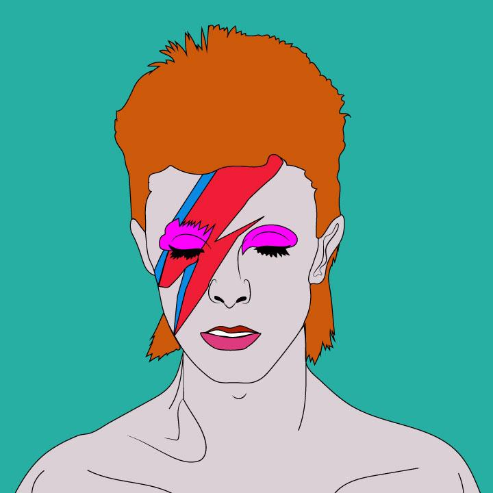 David Bowie illustration by Kaelen Felix for 360 magazine