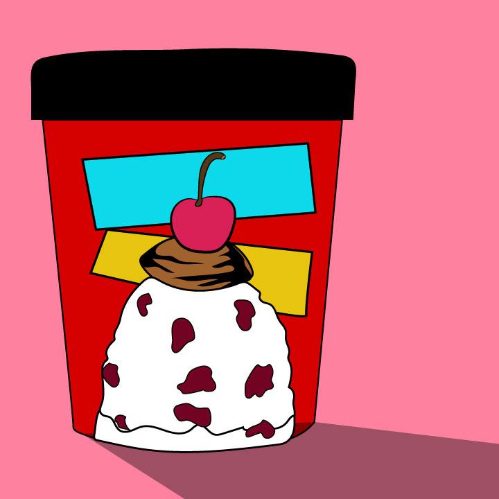 Ice cream illustration by Kaelen Felix for Ben and Jerry's story inside 360 magazine