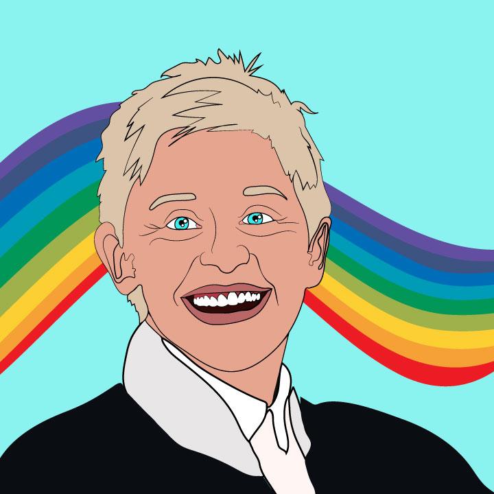 Ellen DeGeneres illustrated by Kaelen Felix for 360 MAGAZINE