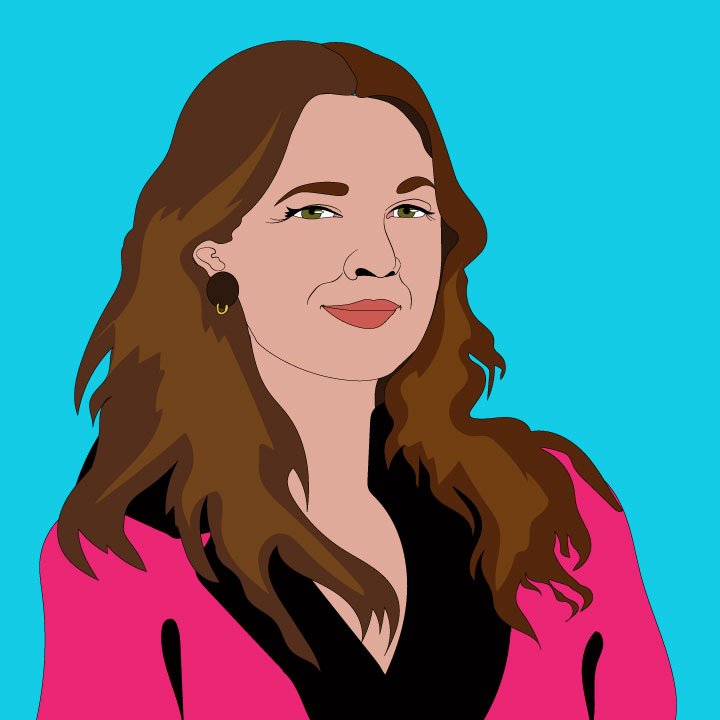 Drew Barrymore illustration by Kaelen Felix for 360 MAGAZINE