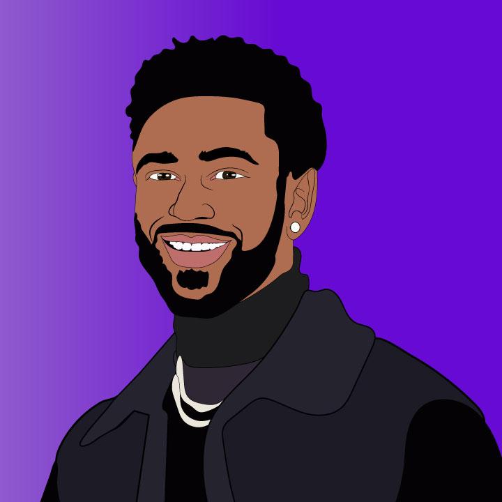 Big Sean Detroit Pistons annpuncement illustration by Kaelen Felix for 360 MAGAZINE