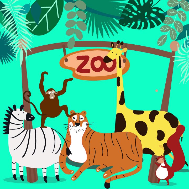 Zoo illustration by Maria Soloman for 360 Magazine, toys for tots
