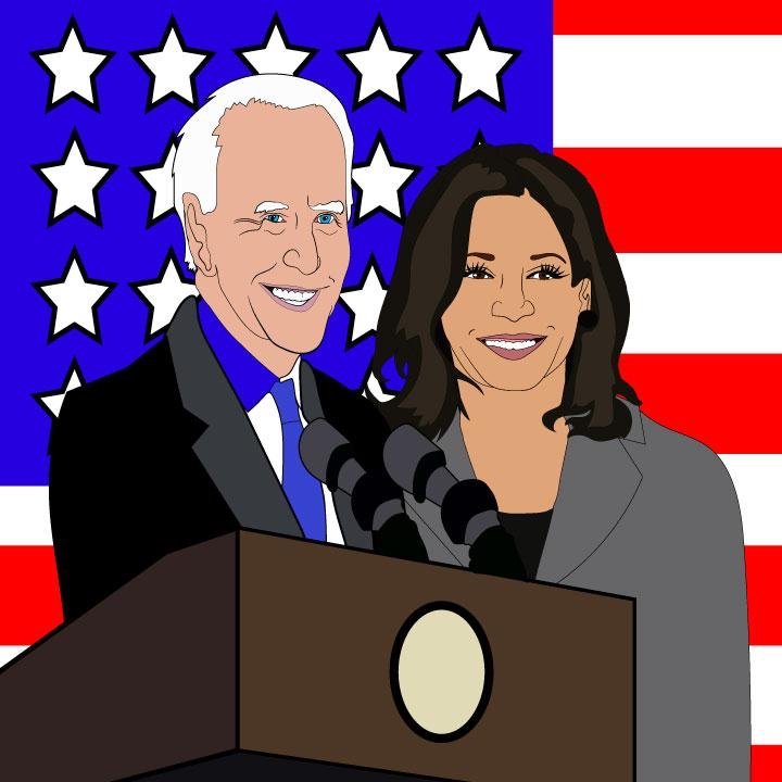 Joe Biden and Kamala Harris Illustration by Kaelen Felix