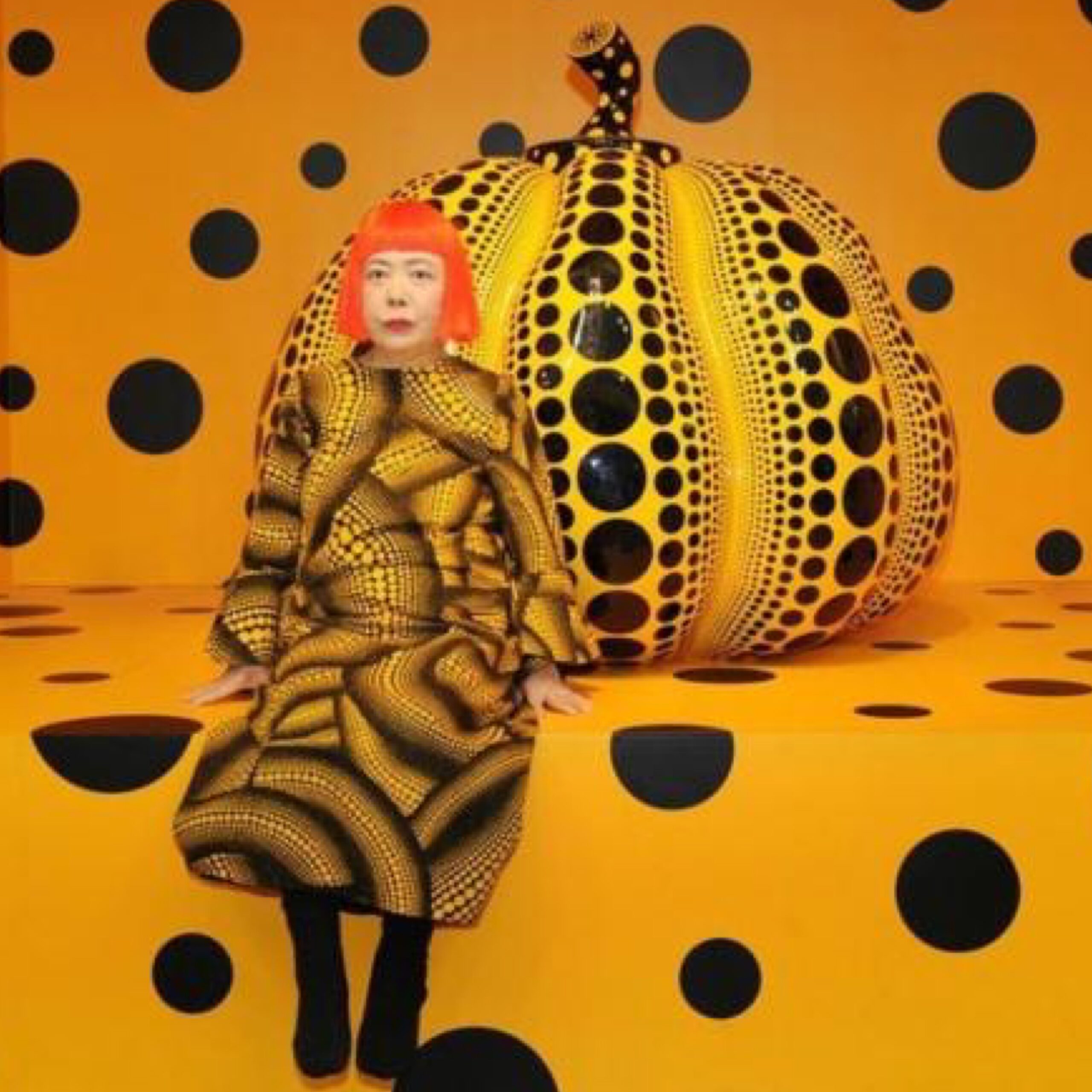 Kusama with Pumpkin, 2010 for 360 Magazine, Courtesy of Ota Fine Arts, David Zwirner, Victoria Miro