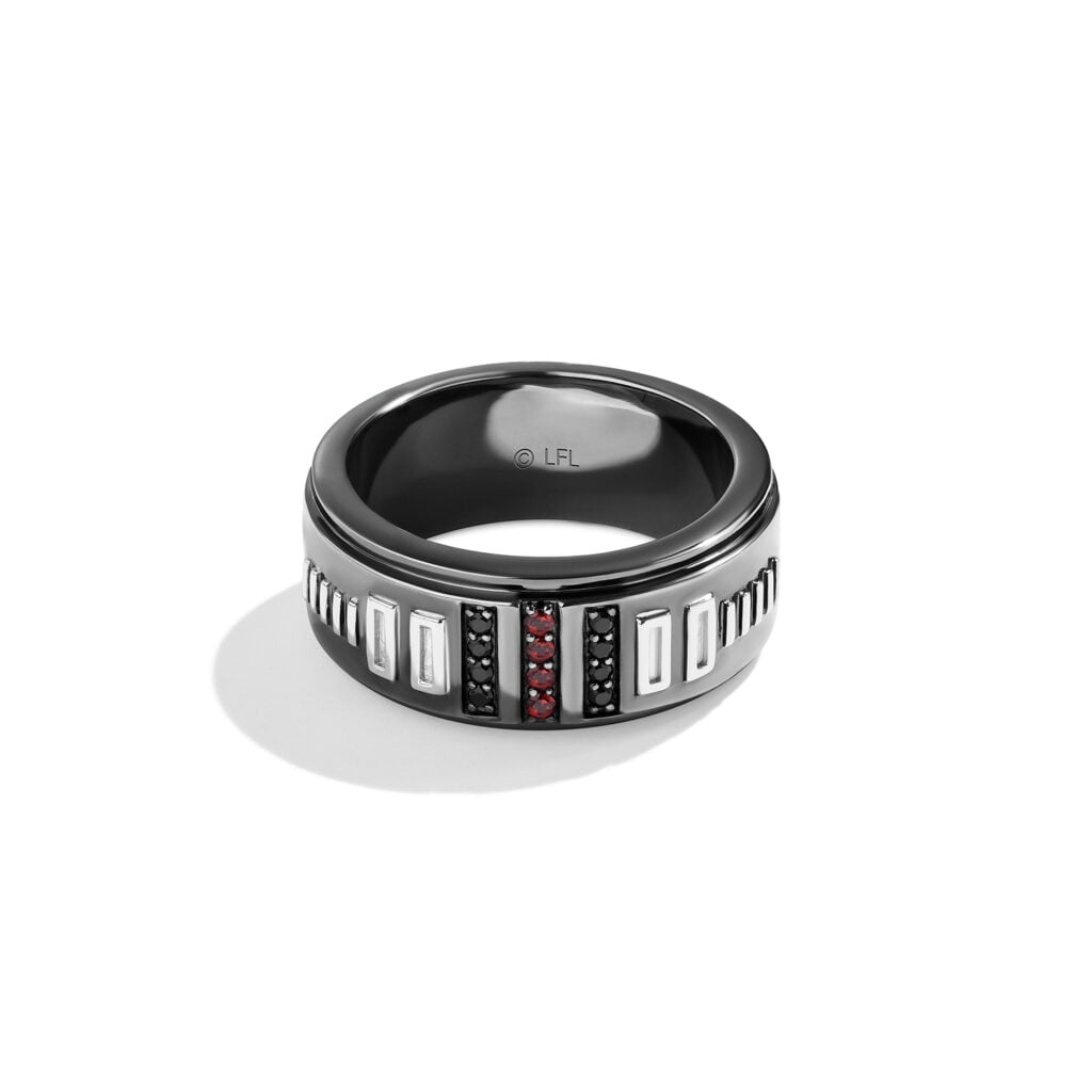 DARK ARMOR MEN'S RING from Star Wars I am Your Father Jeweltry collection image via ATELIER Creative Services and Renaissance Global Limited and Lucas Film TLD. for use by 360 Magazine