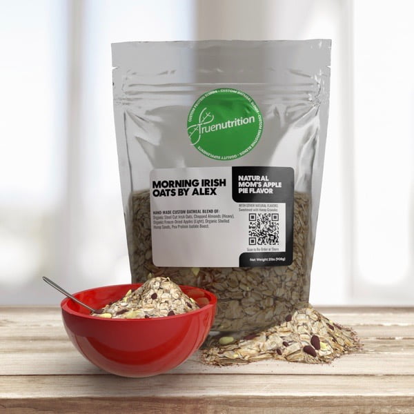 True Nutrition custom oatmeal product shot via Angela Drinkwater for use by 360 Magazine