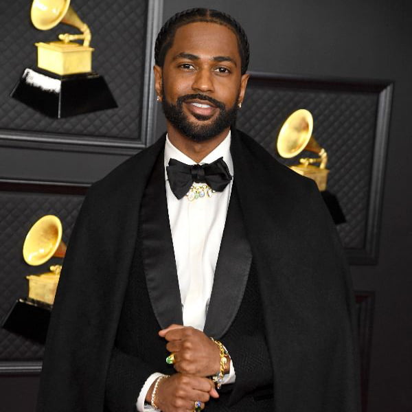 Big Sean attends the 63rd Annual GRAMMY Awards at Los Angeles Convention Center on March 14, 2021 in Los Angeles, California wearing Ermenegildo Zegna tuxedo and Loren Nicole jewelery (Photo by Kevin Mazur/Getty Images for The Recording Academy for use by 360 Magazine