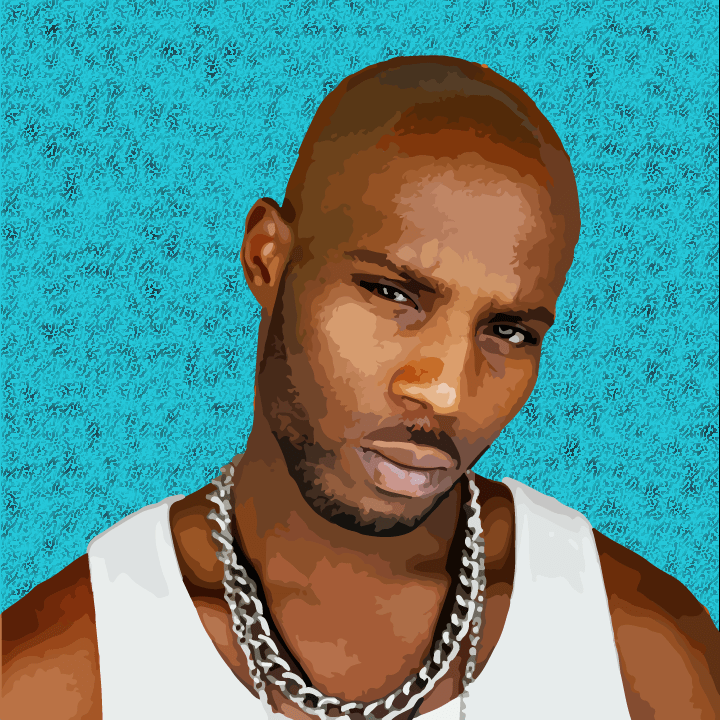 DMX illustration by Heather Skovlund (Photo Credit Jonathan Mannion) for 360 Magazine