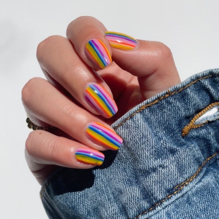 PRIDE nail art mani image for Lights Lacquer, #PaintYourPride campaign via Julie Kandalec of Julie K Nail Artelier for use by 360 Magazine