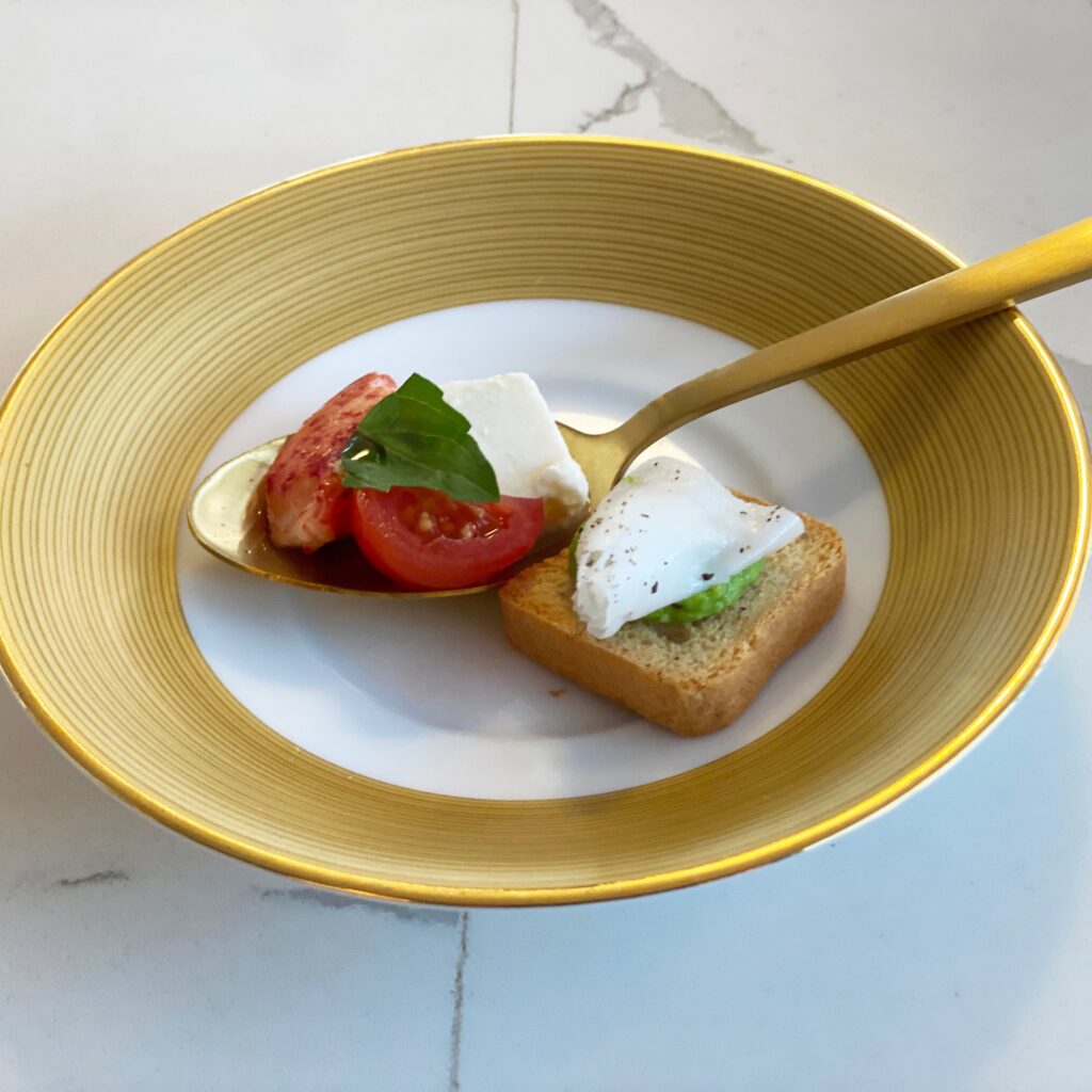 Amberjack Burrata & Pistachio image from SOBEWFF intimate dinner at the Continuum via Eliot Stares at ESPR INC for use by 360 Magazine