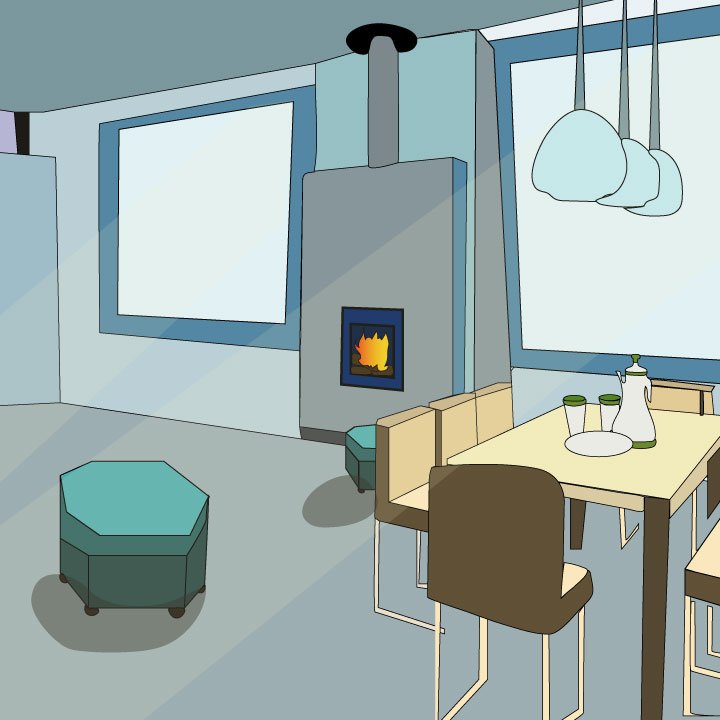 interior design illustration via Kaelen Felix for use by 360 Magazine