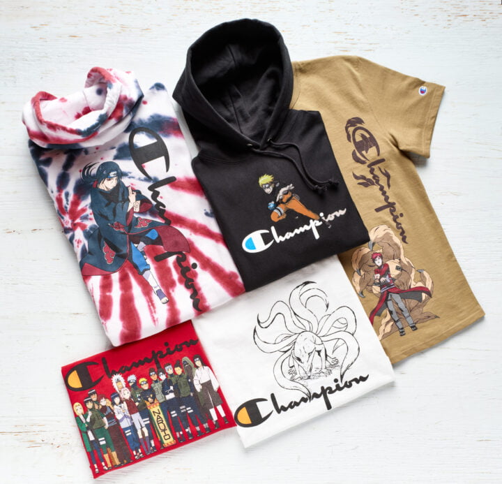Naruto x Champion capsule collection image via Dutchak, Rachel at Current Global for use by 360 Magazine