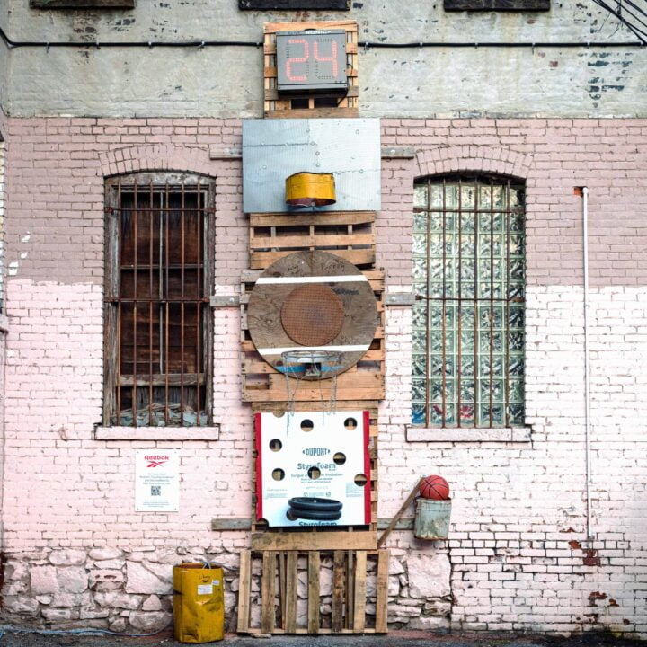 Reebok Courting Greatness campaign New York Sunshine Install Team for Question Mid "Iverson Four" image via Vicki Scarfone at M&C Saatachi Sports and Entertainment for use by 360 Magazine