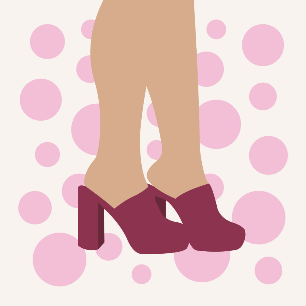 shoe shopping illustration by Sara Daviddson for use by 360 Magazine
