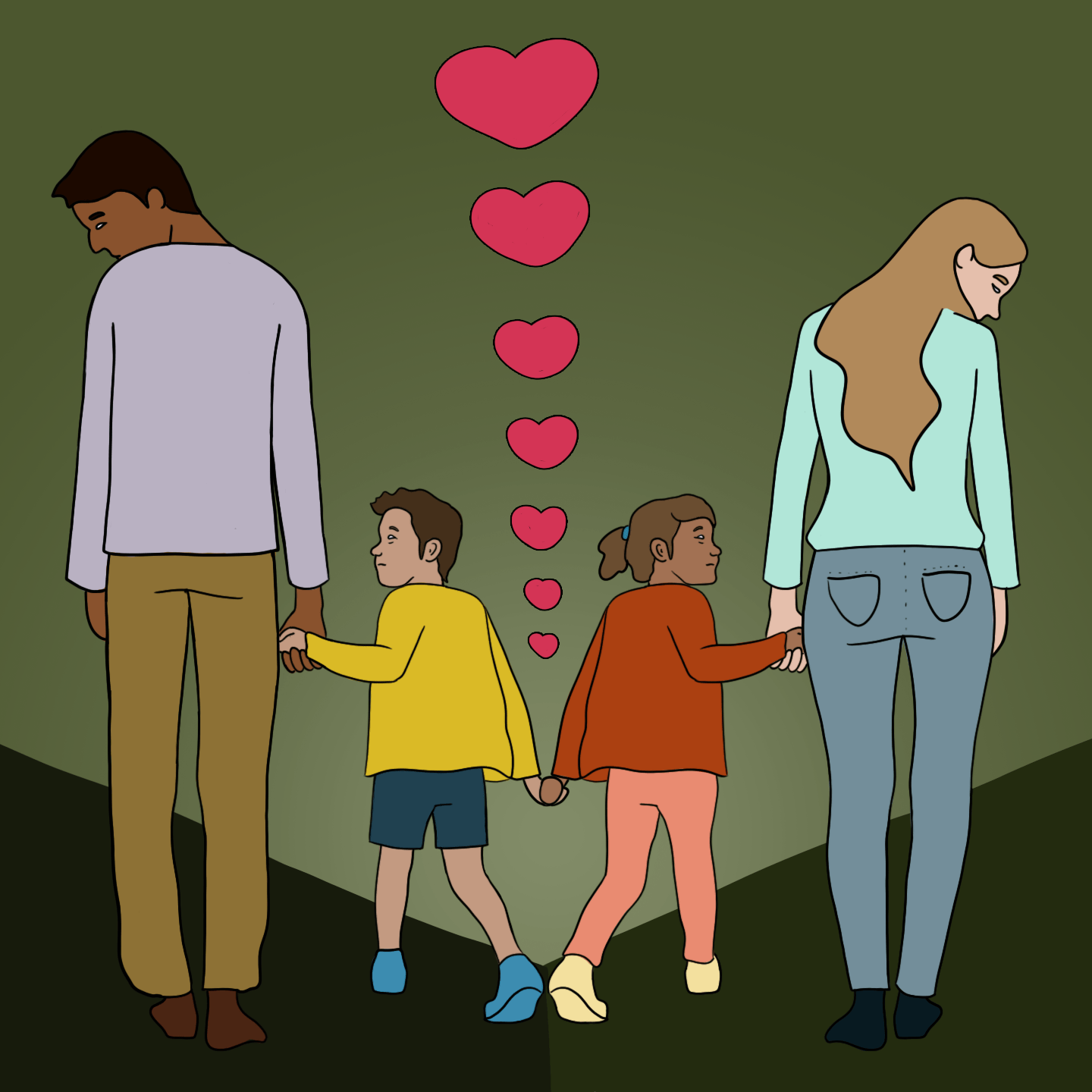Co-Parenting Illustration by Reb Czukoski for use by 360 Magazine