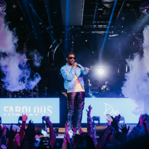 Fabolous onstage at Drai's Nightclub via Radis Denphutaraphrechar for use by 360 MAGAZINE