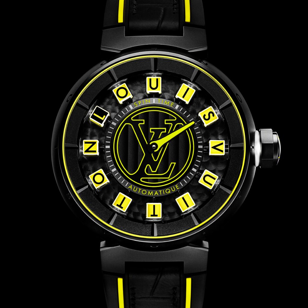 Louis Vuitton Tambour Spin Time Air Quantum via Rachael Cortese (Gnazzo Group) for use by 360 Magazine