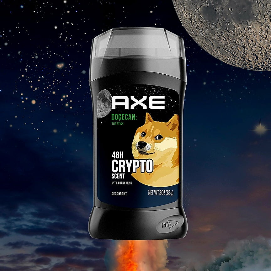 Dogecan Axe deodorant crypto campaign via 360 MAGAZINE