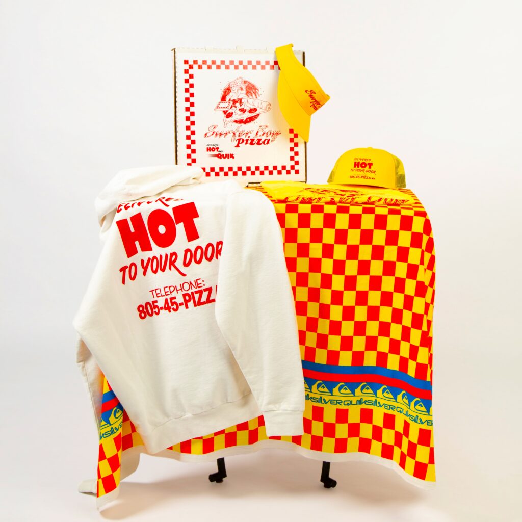 Stranger Things x Quiksilver collaboration pizza shirt via FORTE MARE for use by 360 MAGAZINE