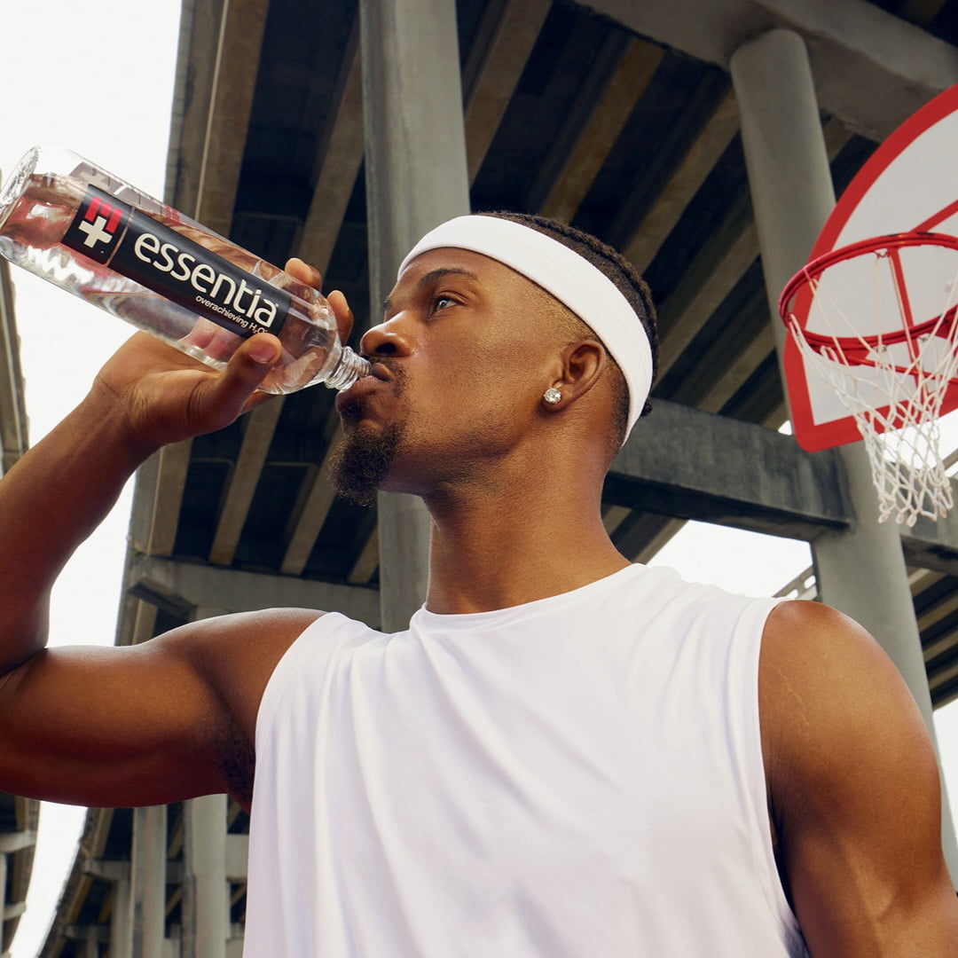 Essentia Water campaign featuring basketball star Jimmy Butler via 360 magazine