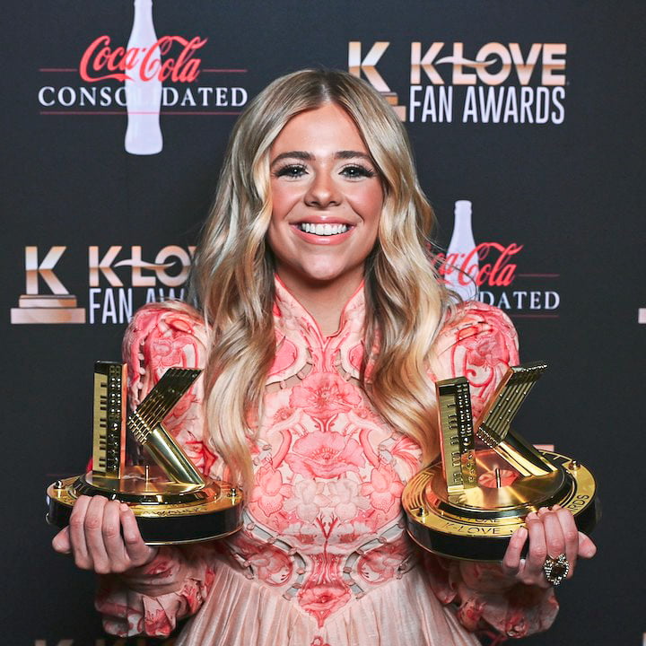 Anne Wilson with 2 K-LOVE awards.