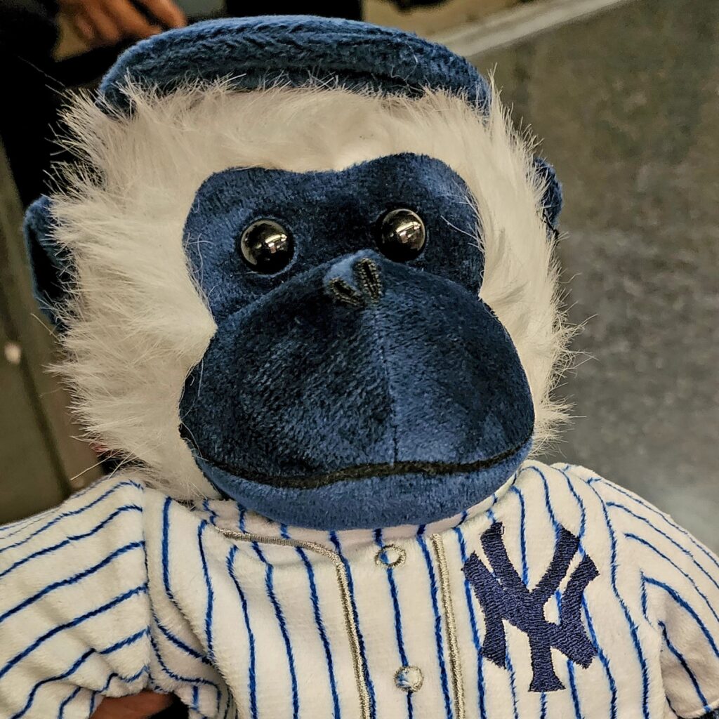 New York Yankees stuffed monkey featured inside 360 MAGAZINE