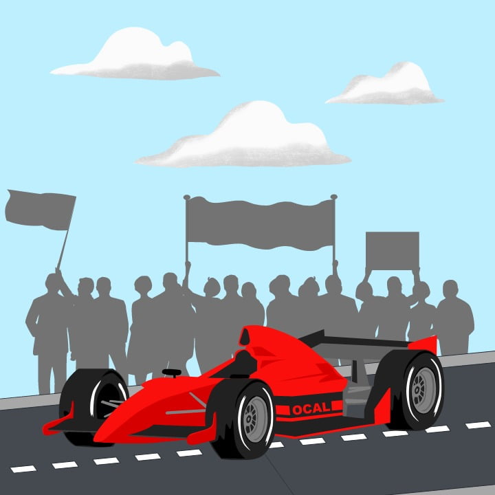 Formula one illustration by Wanny ng for 360 MAGAZINE