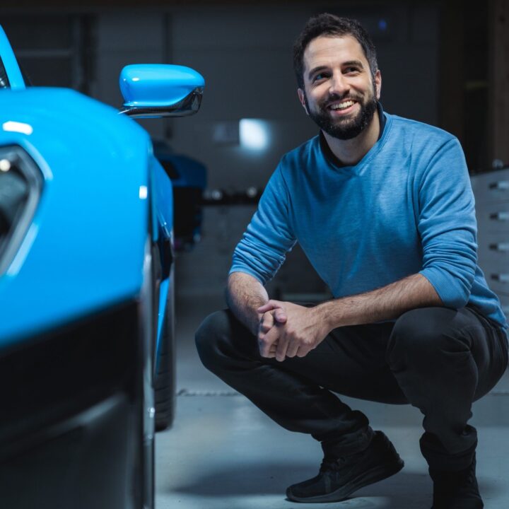 Adriano Mudri Next To A Nevera Car via Rimac Automobil for use by 360 MAGAZINE