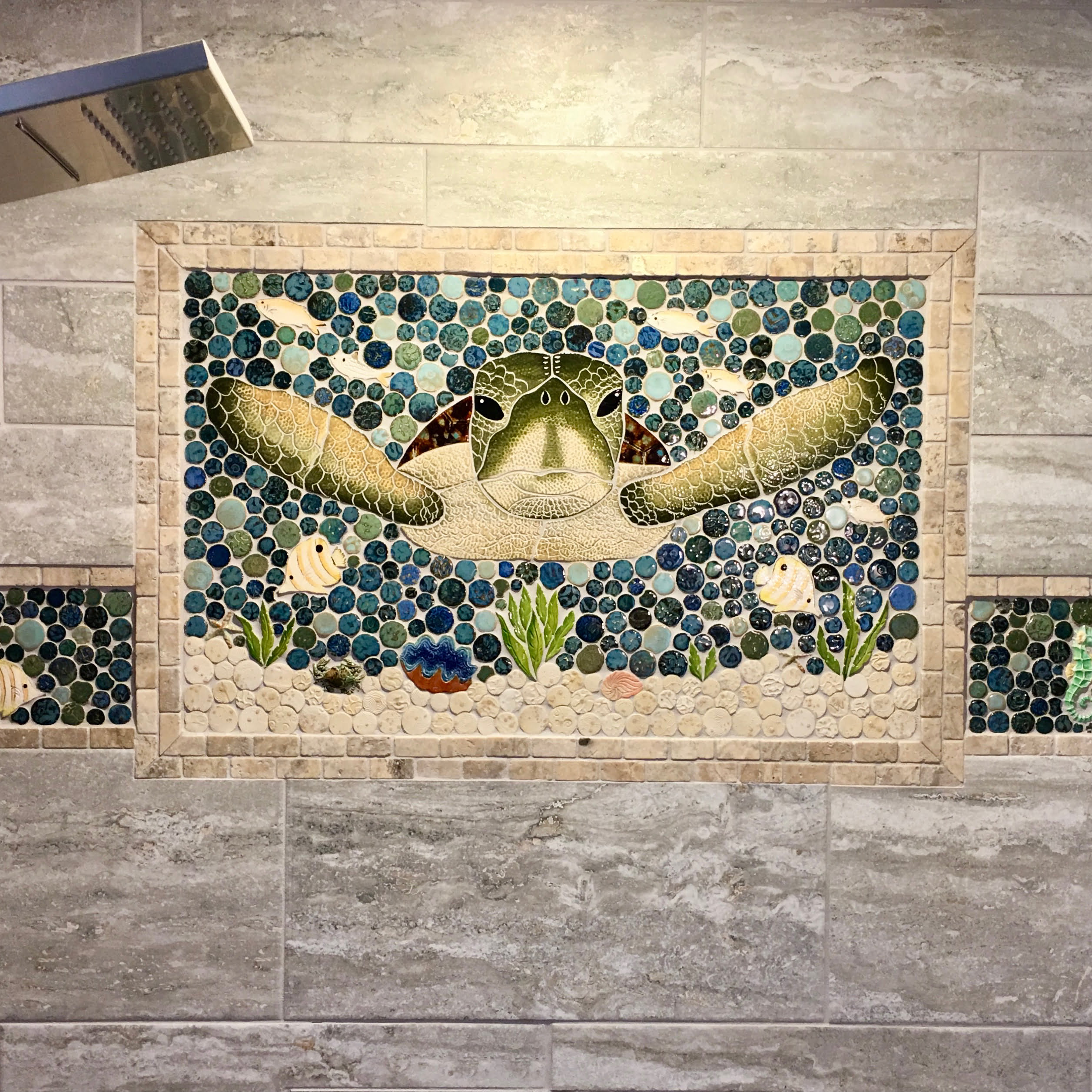Sea Turtle Mosaic Project made by Custom Mosaics via Connie Williams for use by 360 Magazine
