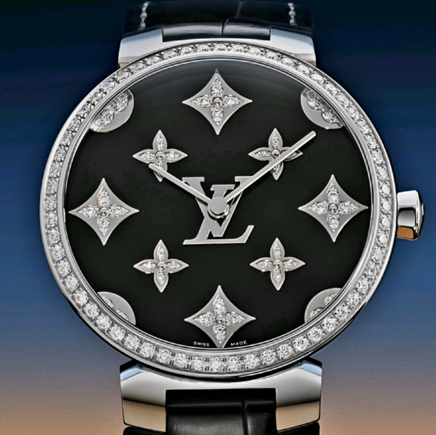 LOUIS VUITTON Tambour Slim Monogram Dentelle watch via 360 MAGAZINE