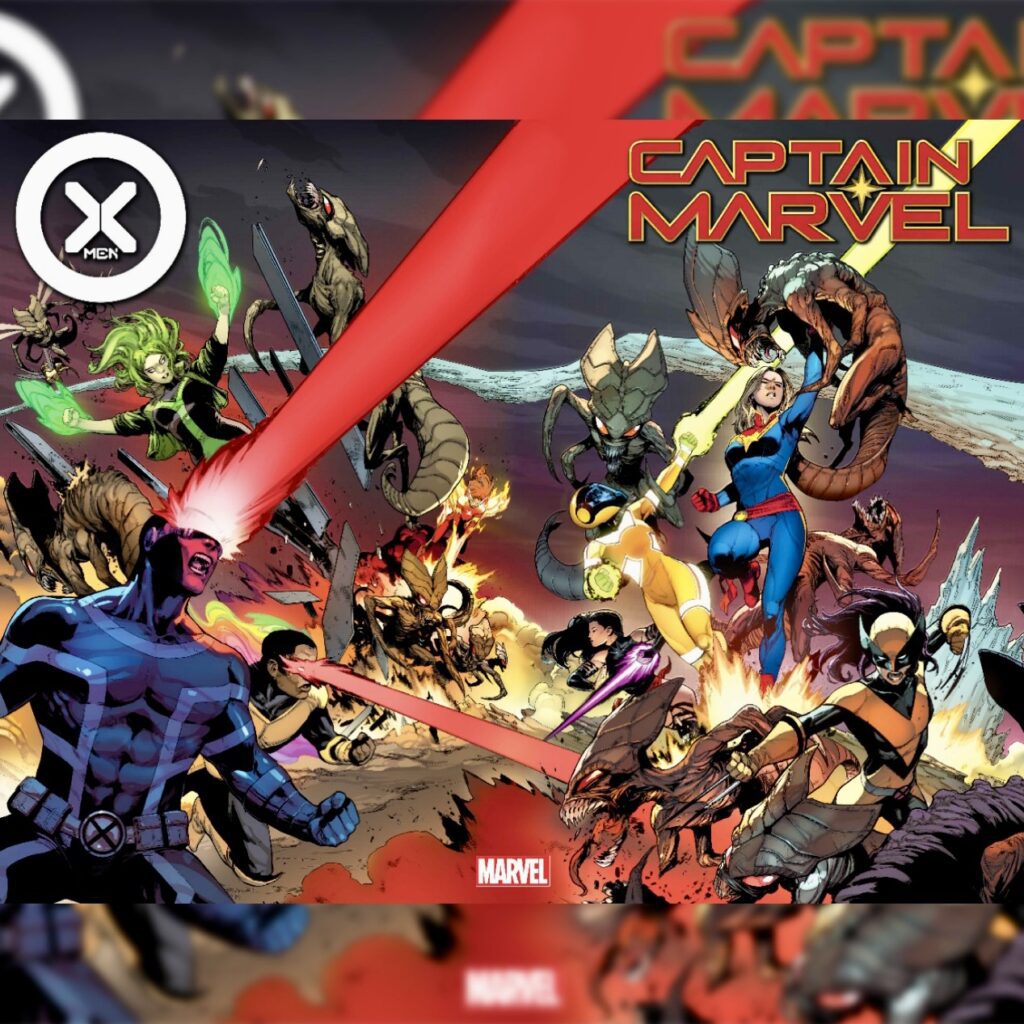 X-Men × Captain Marvel VS. BROOD via 360 MAGAZINE.