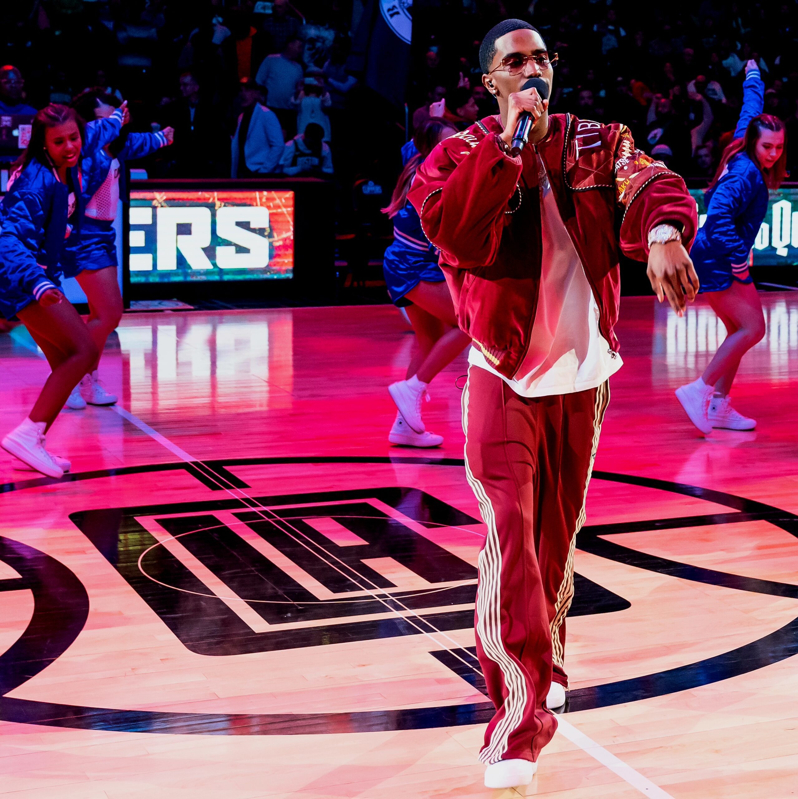 Christian King Combs performs at LA CLIPPERS half-time show via 360 MAGAZINE.